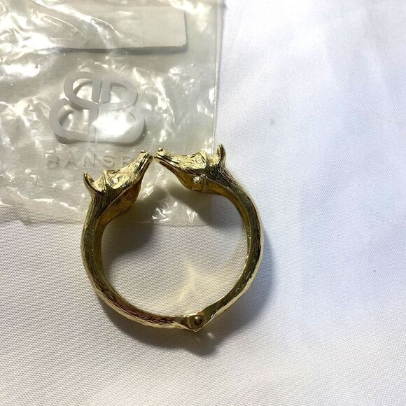 BANSRI DESIGN  DOUBLE HEADED Y2K  FOX BRACELETTE GOLD TONE, VINTAGE STYLE. - Picture 2 of 5